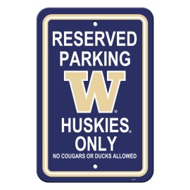 Washington Huskies Sign 12X18 Plastic Reserved Parking Style Co