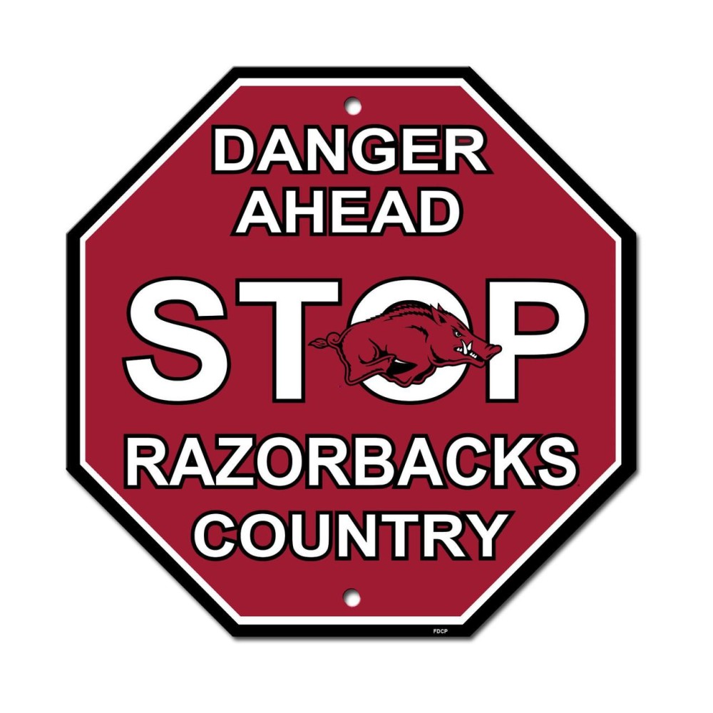 Arkansas Razorbacks Sign 12X12 Plastic Stop Style Co