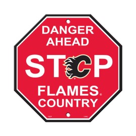 Calgary Flames Sign 12X12 Plastic Stop Style Co