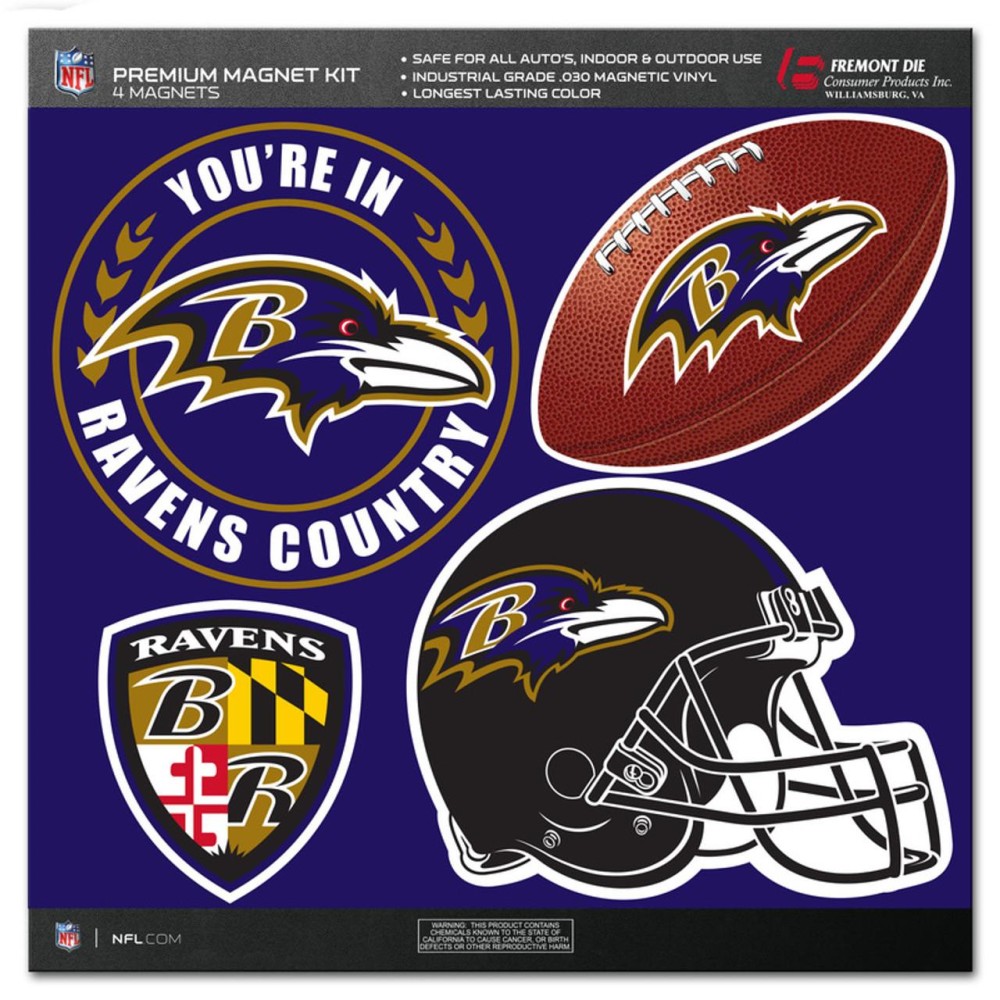 Baltimore Ravens Magnet Kit 4 Piece Co