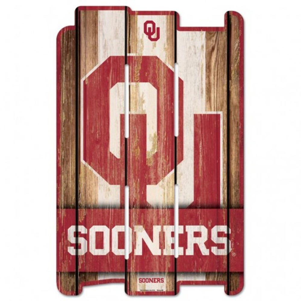 Oklahoma Sooners Sign 11X17 Wood Fence Style