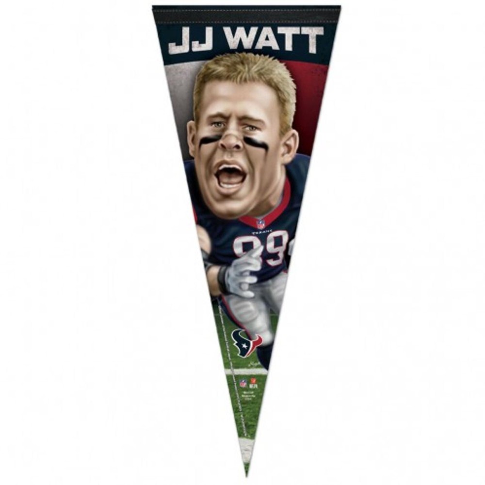 Houston Texans Pennant 12X30 Premium Style J.J. Watt Caricature Design Co