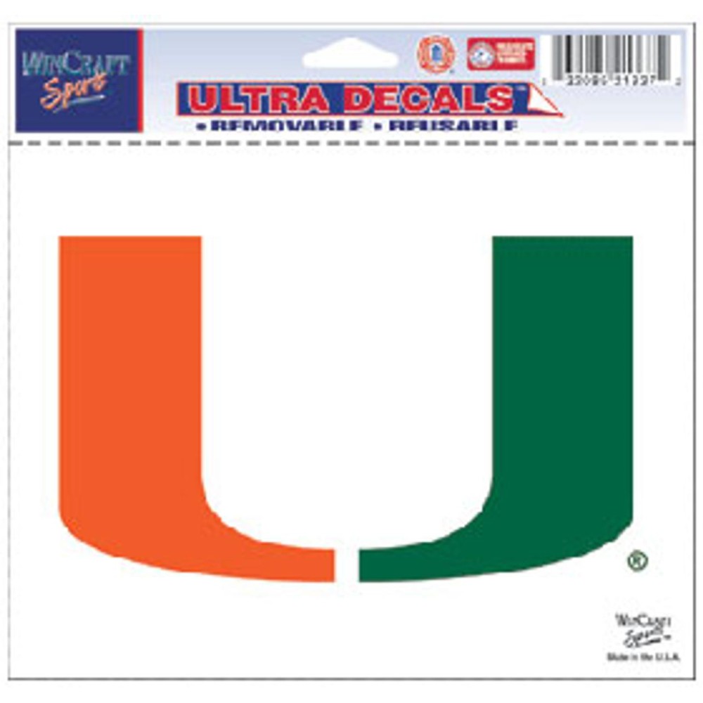 Miami Hurricanes Decal 5X6 Ultra Color