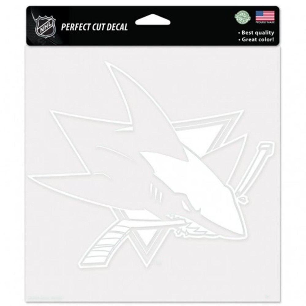 San Jose Sharks Decal 8X8 Die Cut White