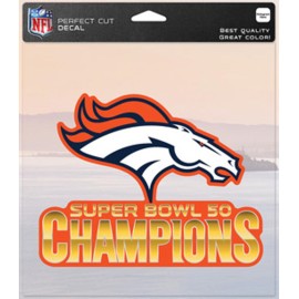 Denver Broncos Decal 8X8 Perfect Cut Color Super Bowl 50 Champion Design Co