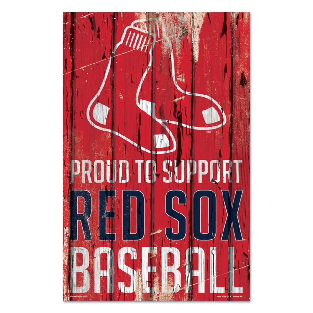 Boston Red Sox Sign 11X17 Wood Proud To Support Design