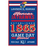 Kansas Jayhawks Sign 11X17 Wood Established Design