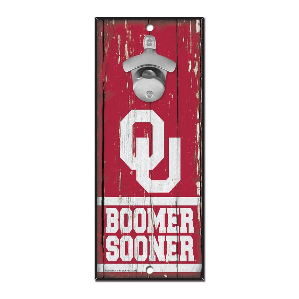 Oklahoma Sooners Sign Wood 5X11 Bottle Opener