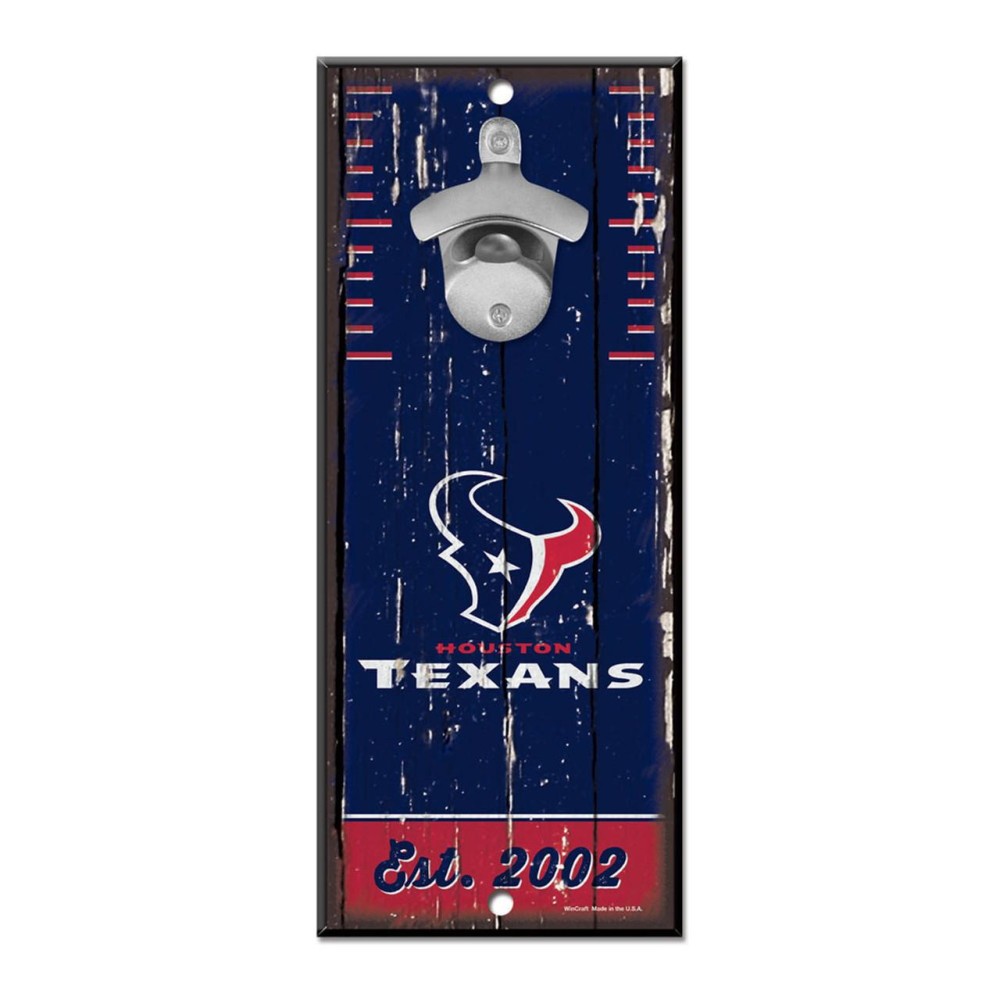 Houston Texans Sign Wood 5X11 Bottle Opener