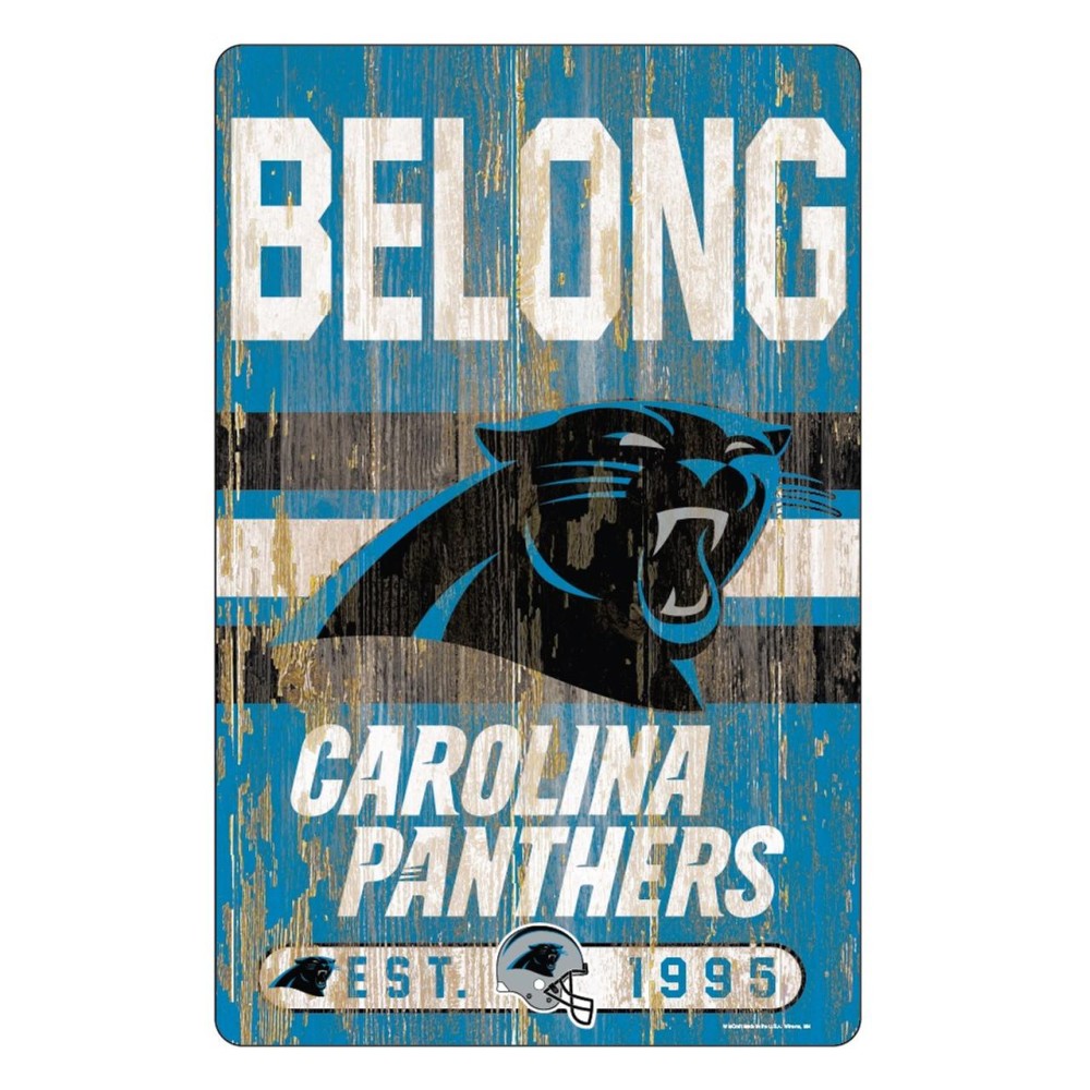 Carolina Panthers Sign 11X17 Wood Slogan Design