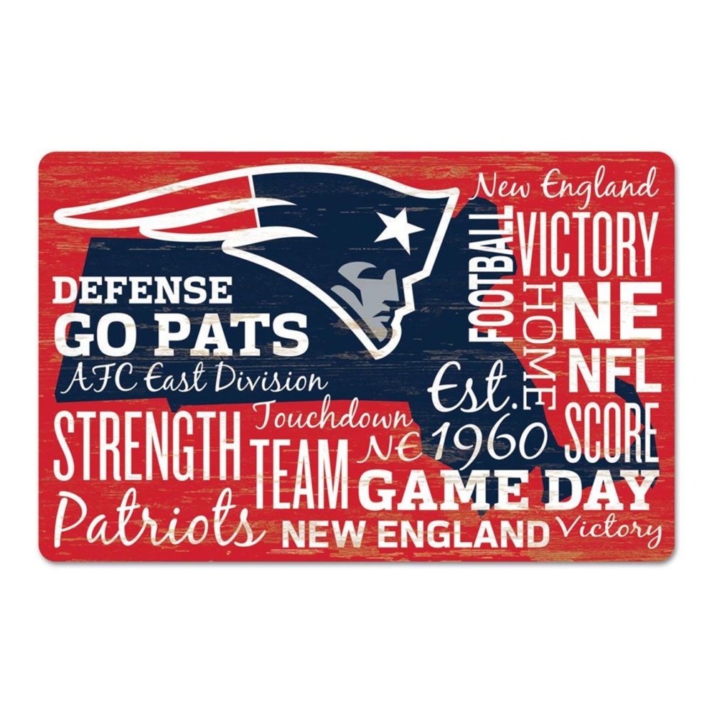 New England Patriots Sign 11X17 Wood Established Design