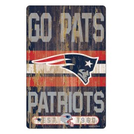 New England Patriots Sign 11X17 Wood Slogan Design