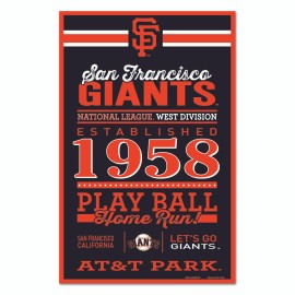 San Francisco Giants Sign 11X17 Wood Established Design