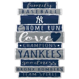 New York Yankees Sign 11X17 Wood Family Word Design