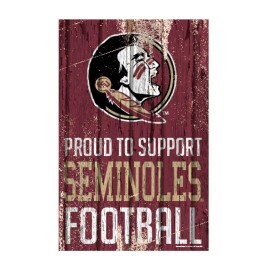 Florida State Seminoles Sign 11X17 Wood Proud To Support Design - Special Order