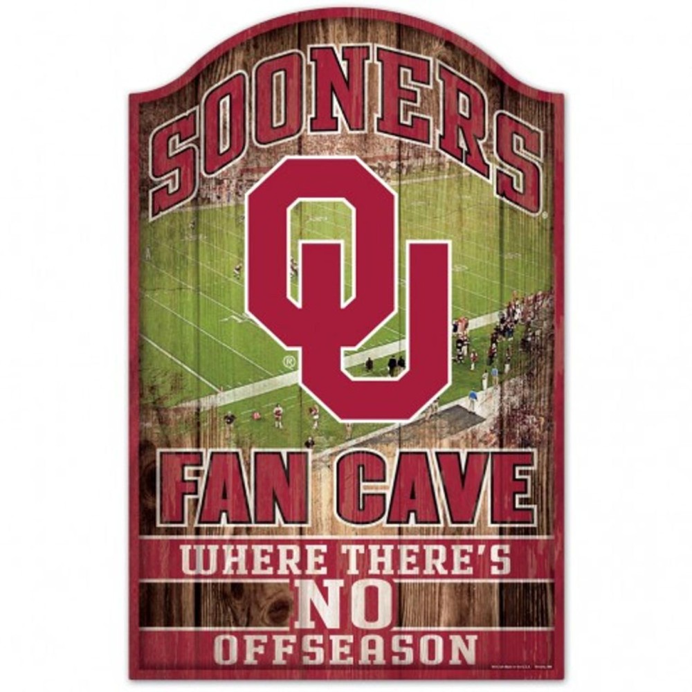 Oklahoma Sooners Sign 11X17 Wood Fan Cave Design