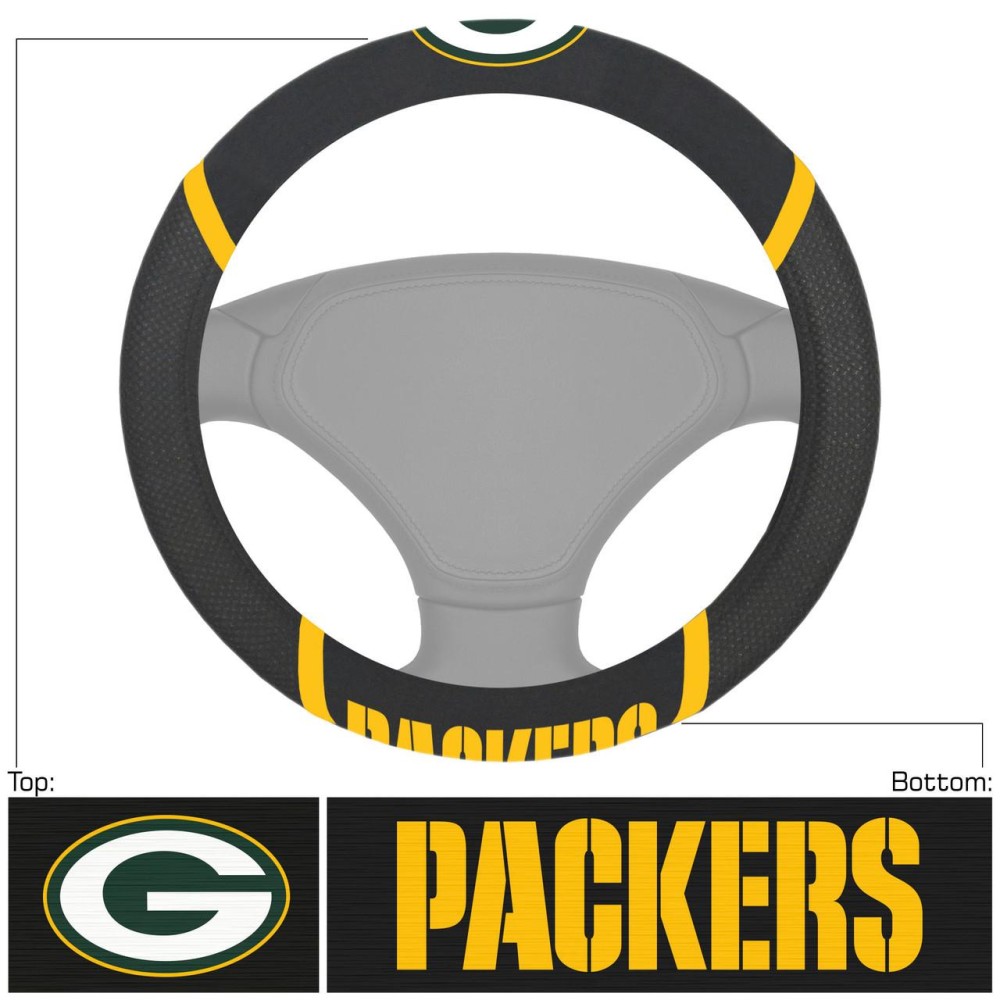 Green Bay Packers Steering Wheel Cover Mesh/Stitched