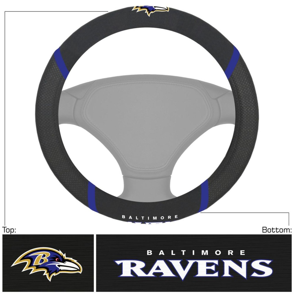 Baltimore Ravens Steering Wheel Cover Mesh/Stitched