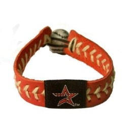 Houston Astros Bracelet Team Color Baseball Red Leather Sand Thread Co