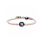 New York Yankees Necklace Frozen Rope Baseball Leather Pink Co