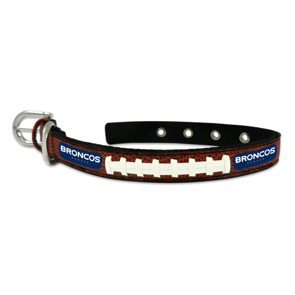 Denver Broncos Pet Collar Leather Size Small Co