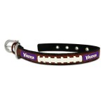 Minnesota Vikings Pet Collar Leather Classic Football Size Small Co