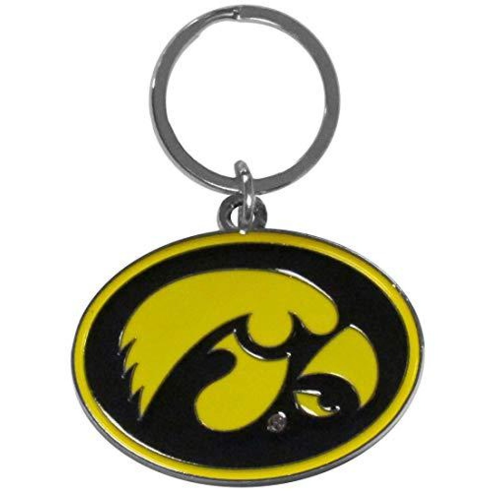 Iowa Hawkeyes Chrome Logo Cut Keychain