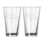 Denver Broncos Glass Pint Frost Design 2 Piece Set