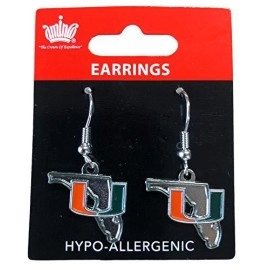 Miami Hurricanes Earrings State Design - Special Order