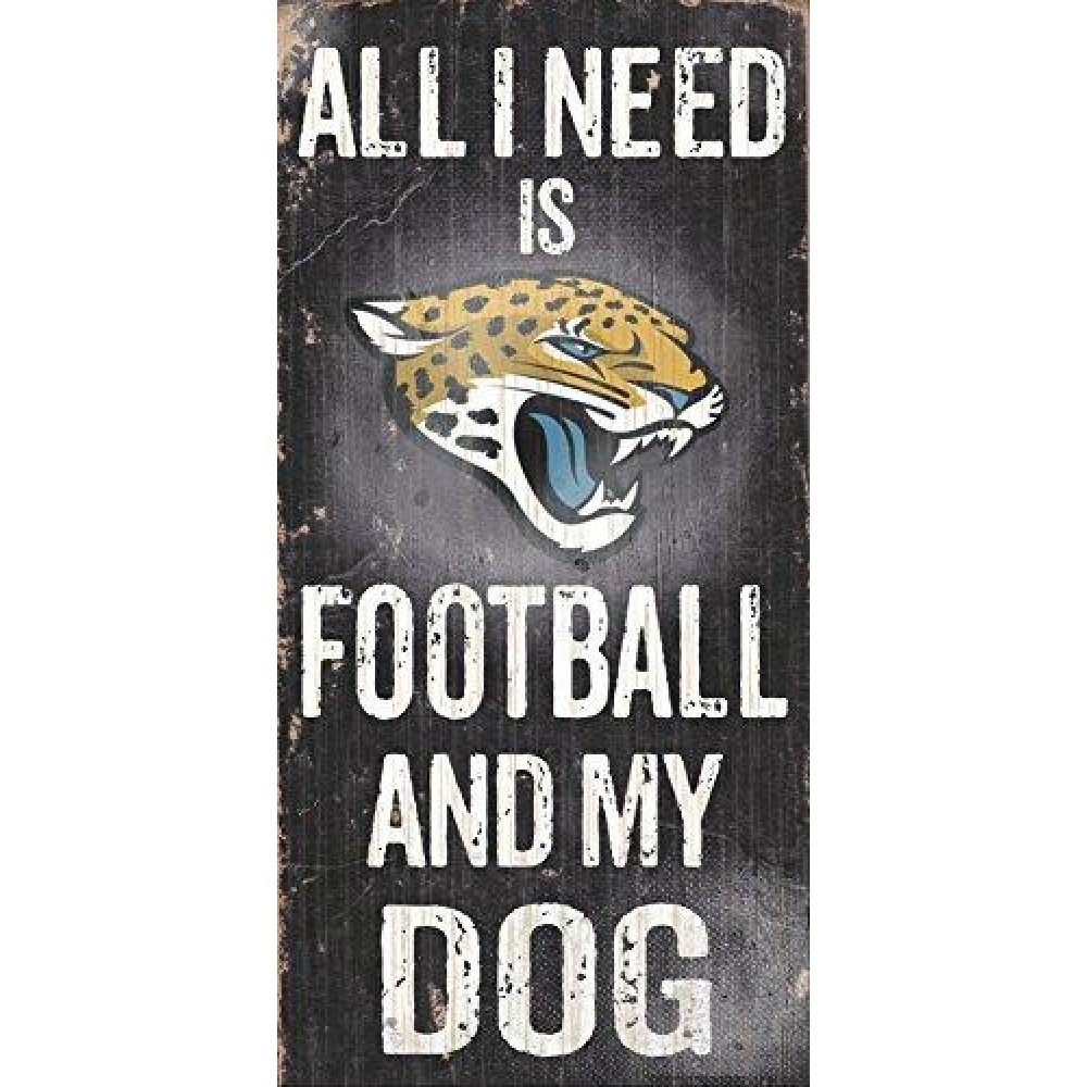 Jacksonville Jaguars Wood Sign - Football And Dog 6