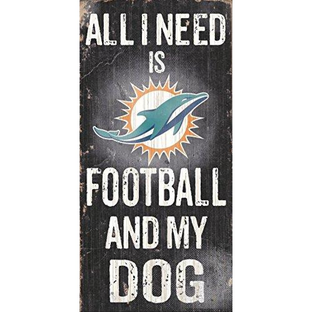 Miami Dolphins Wood Sign - Football And Dog 6
