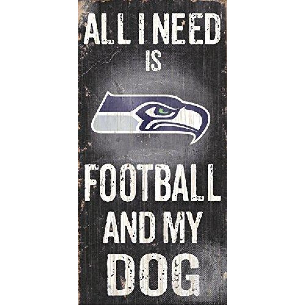 Seattle Seahawks Wood Sign - Football And Dog 6