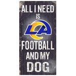 Los Angeles Rams Wood Sign - Football And Dog 6X12