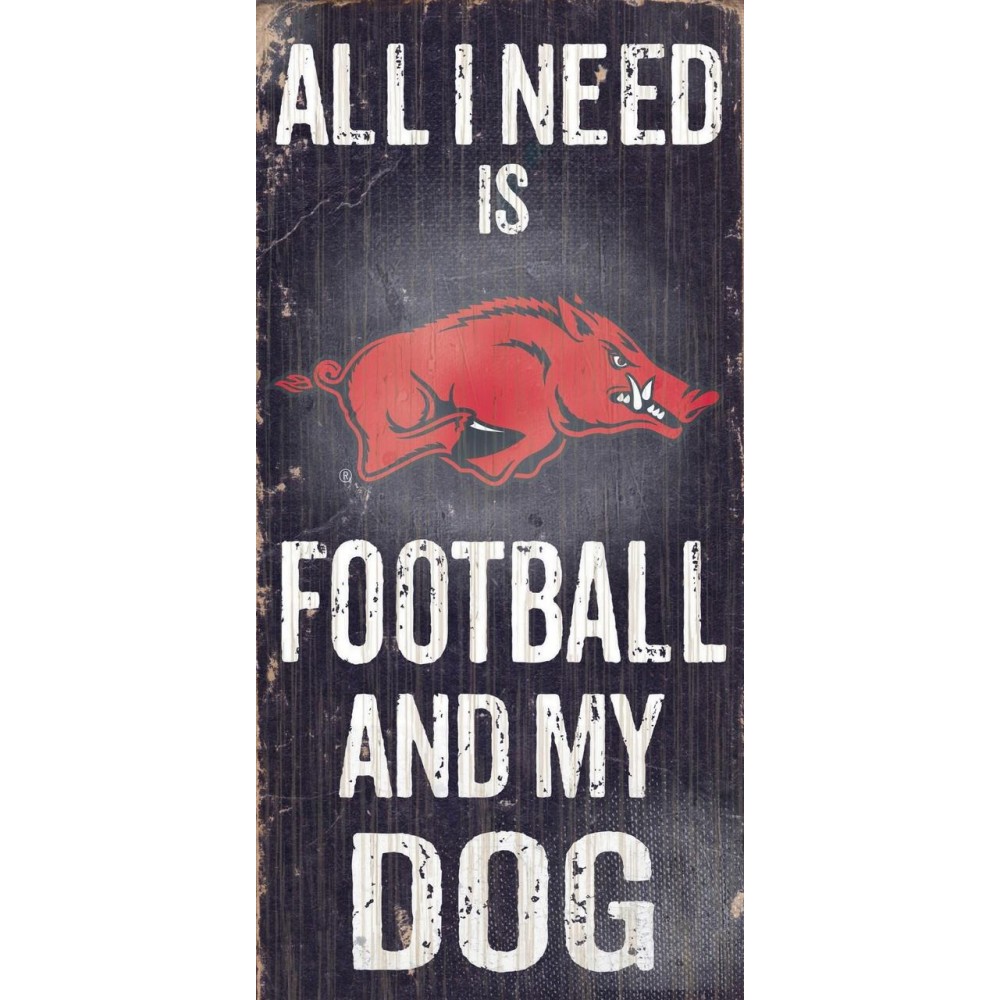 Arkansas Razorbacks Wood Sign - Football And Dog 6