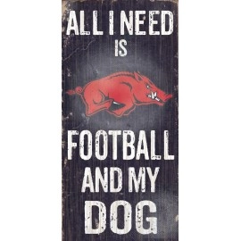 Arkansas Razorbacks Wood Sign - Football And Dog 6