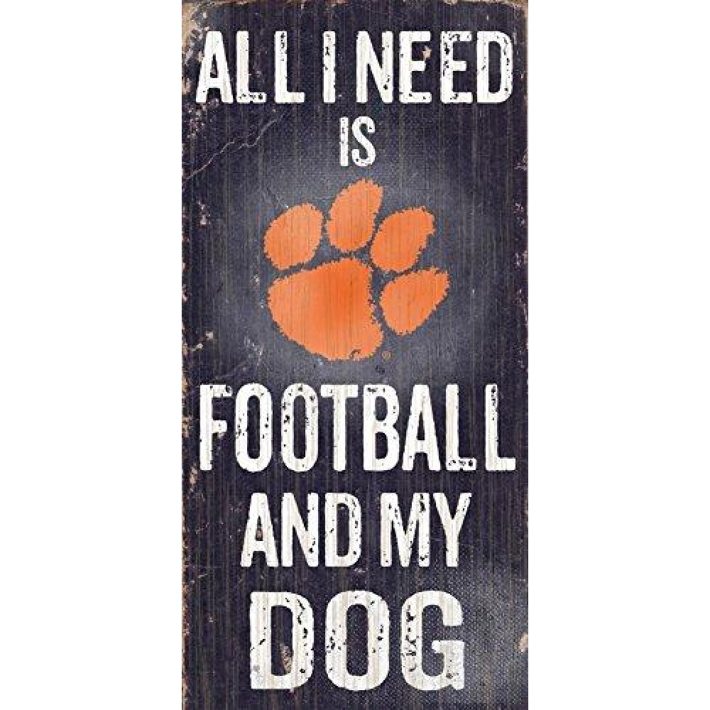 Clemson Tigers Wood Sign - Football And Dog 6