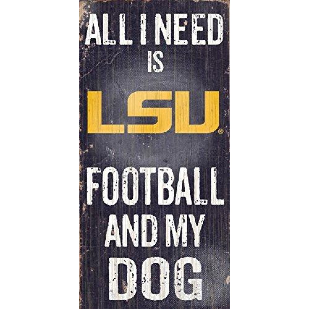 Lsu Tigers Wood Sign - Football And Dog 6