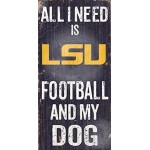 Lsu Tigers Wood Sign - Football And Dog 6