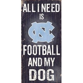 North Carolina Tar Heels Wood Sign - Football And Dog 6