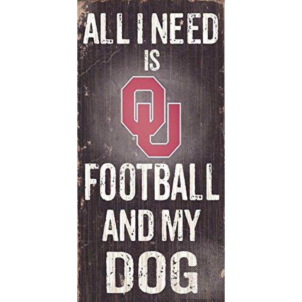 Oklahoma Sooners Wood Sign - Football And Dog 6