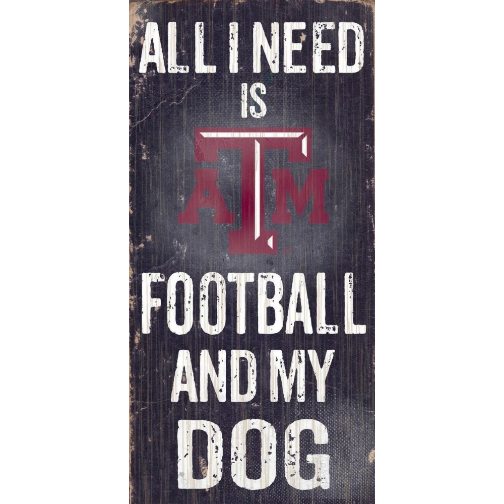 Texas A&M Aggies Wood Sign - Football And Dog 6