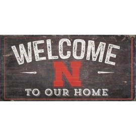 Nebraska Cornhuskers Sign Wood 6X12 Welcome To Our Home Design - Special Order