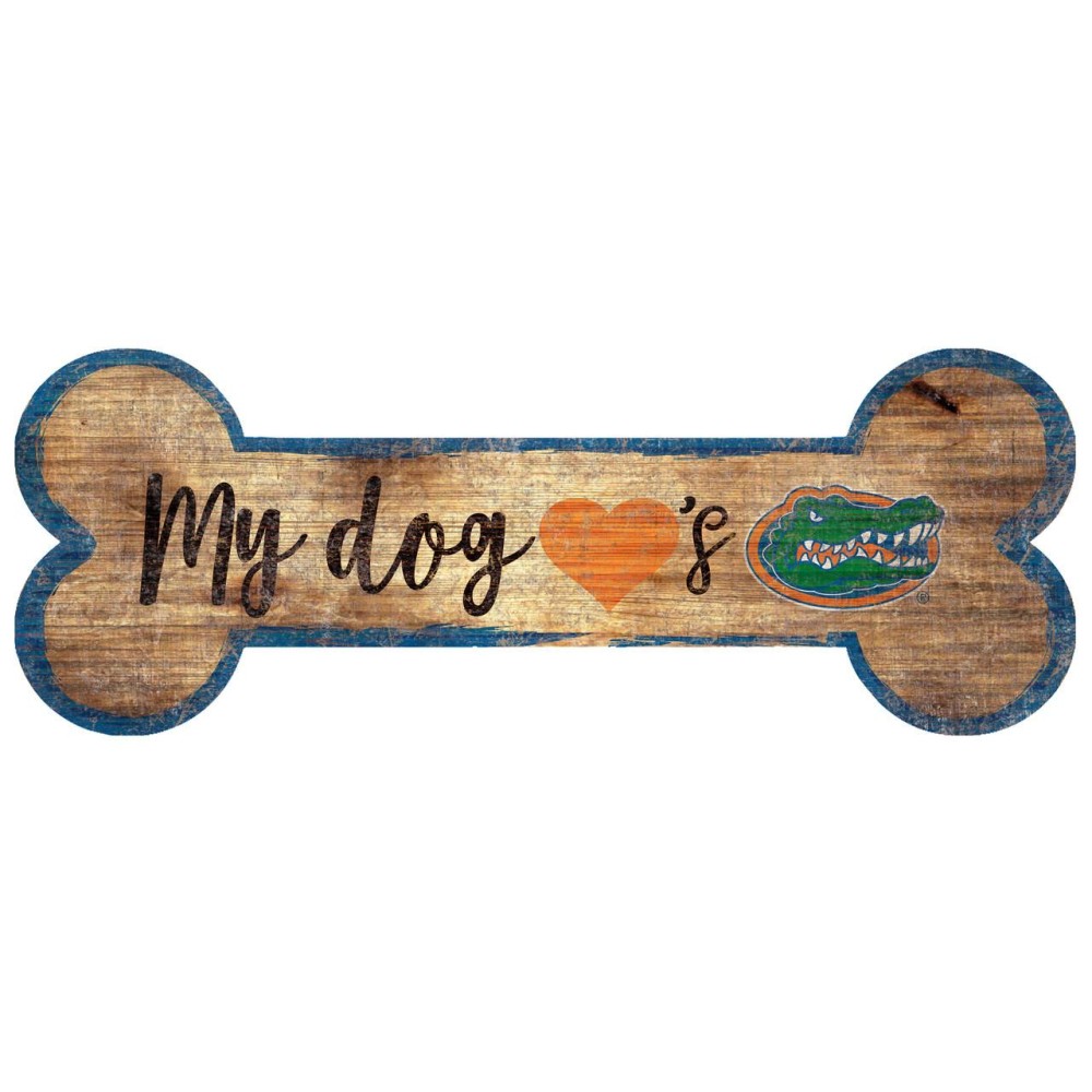 Florida Gators Sign Wood 6X12 Dog Bone Shape