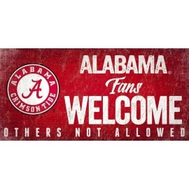 Alabama Crimson Tide Wood Sign Fans Welcome 12X6