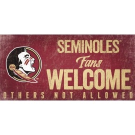 Florida State Seminoles Wood Sign Fans Welcome 12X6