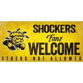 Wichita State Shockers Sign Wood 12X6 Fans Welcome Design - Special Order