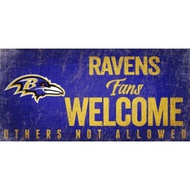 Baltimore Ravens Wood Sign Fans Welcome 12X6