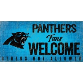 Carolina Panthers Wood Sign Fans Welcome 12X6