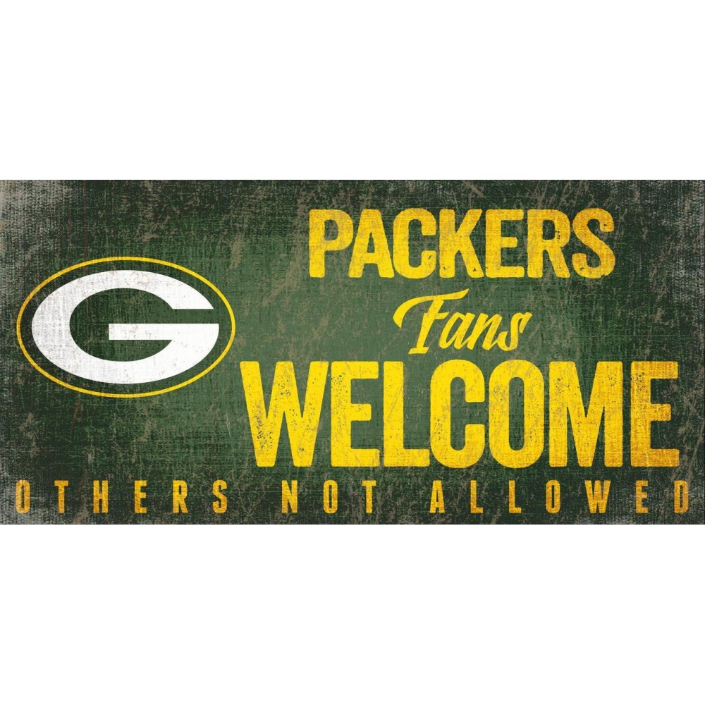 Green Bay Packers Wood Sign Fans Welcome 12X6