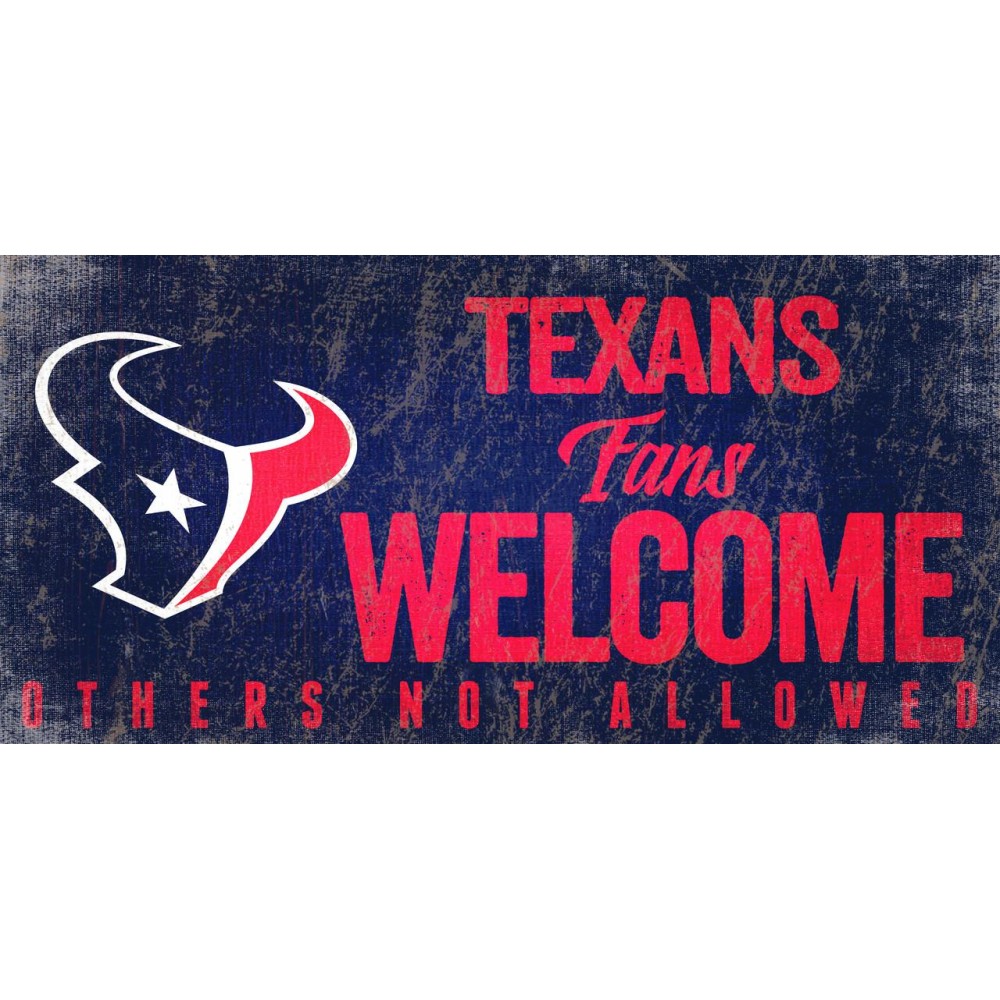 Houston Texans Wood Sign Fans Welcome 12X6